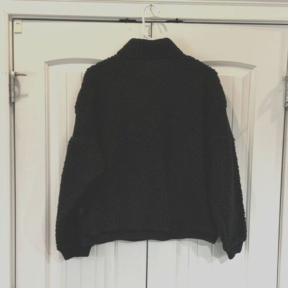 Women's Joy Lab 3/4 Zip Black Fleece Pull-Over Jacket Size M - Picture 2 of 5